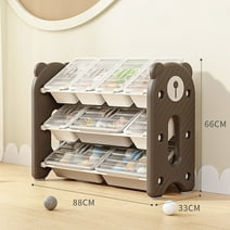 Camkey Kids Toy Storage Organizer with 9 Removable Bins - Sturdy and Spacious Shelf for Toys- Perfect for Playrooms and Bedrooms,Brown
