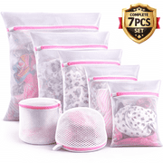 Camkey Mesh Laundry Bags, 7 Pack Multi-Size Mesh Laundry Wash Bags for Delicates, Laundry Bags Mesh Wash Bags with Smooth Zipper & Zipper Cover, Polyester Laundry Bag Set for Bras, Lingerie, Underwea
