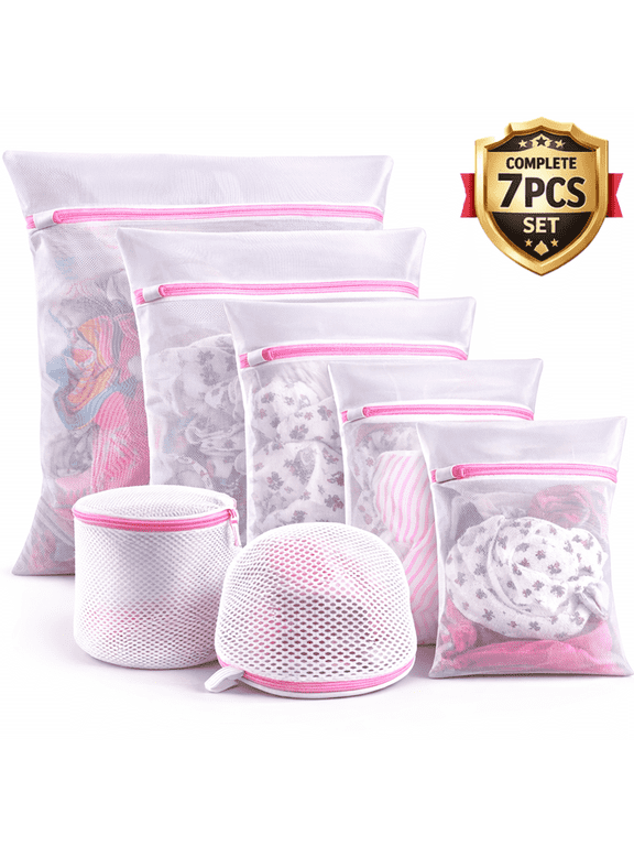Mesh Laundry Bags, 7 Pack Multi-Size Mesh Laundry Wash Bags for Delicates, Laundry Bags Mesh Wash Bags with Smooth Zipper & Zipper Cover, Polyester Laundry Bag Set for Bras, Lingerie, Underwea