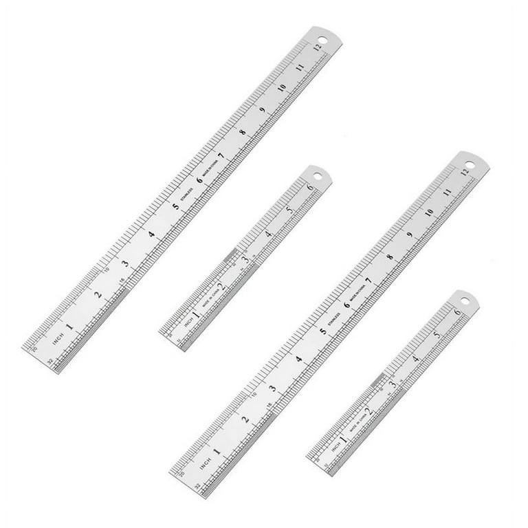 Camkey Stainless Steel Ruler 12 Inch + 6 Inch Metal Rulers X2