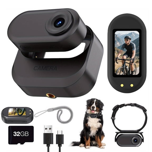 Camlekor 1080P Mini Portable Camera, Wearable 1.47-inch Screen Action Camera with Magnetic Charging Case and 32GB Card, Ideal for Work, Outdoor Activities, and Pet Photography