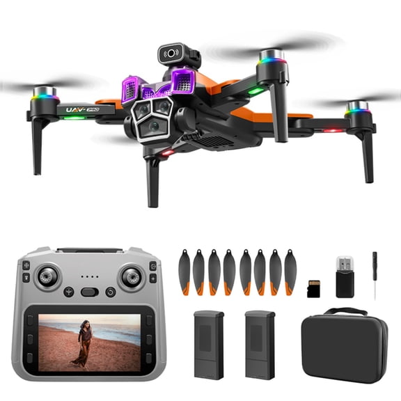 Camlekor A19 GPS Drone with 8K HD Camera for Adults and Beginners, 5.9-inch Large-screen Remote Controller, FPV RC Quadcopter with Brushless Motor, 5G WIFI Transmission, 2 Batteries, Orange