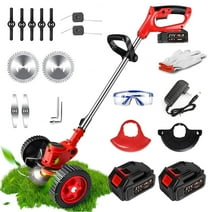 Camlekor Cordless Weed Wacker with Charger, 4-in-1 Electric Weed Eater Cordless, Lightweight Cordless Grass Trimmer Tool with 4 Types of Blades and Two Rechargeable Batteries Powered for Garden Yard