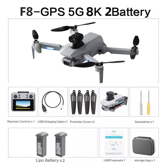 Camlekor F8 - 8K WiFi-enabled FPV Drone with 8K HD Camera, 4.5-inch Screen Remote Controller, Supports Headless Mode/360 Flips, Obstacle Avoidance, Ideal for Beginners, Gray