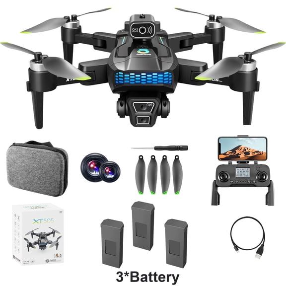 Camlekor GPS Drone with 4K Camera, FPV Remote-Controlled Quadcopter for Adults and Children, 5G High-Speed Transmission, Brushless Motors, Includes Three Batteries, Black