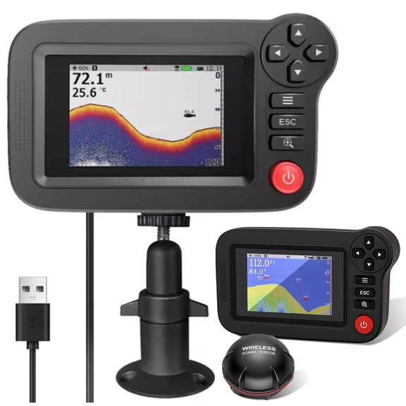 Camlekor Portable Rechargeable Wireless Sonar Fish Finder Throwable Kayak Depth Sounder TFT LCD Display 2.6-164 Feet Depth and Positioning Ideal for Shore Fishing, Sea Fishing, and Ice Fishing
