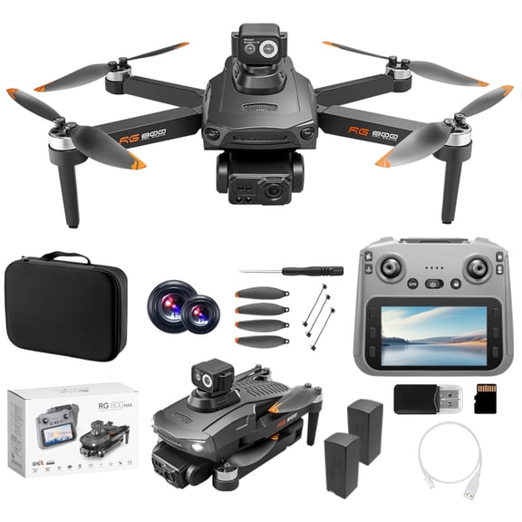 Camlekor RG800MAX - 5G WiFi-enabled FPV Drone with 8K HD Camera, 4.5-inch Screen Remote Controller, Supports Headless Mode/360 Flips, Ideal for Beginners, Black