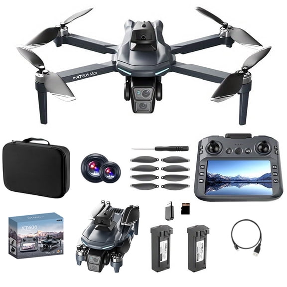Camlekor XT606 Foldable FPV Quadcopter, 4K HD GPS Drone, Equipped with Brushless Motors, Suitable for Adults and Beginners, Includes 2 Batteries