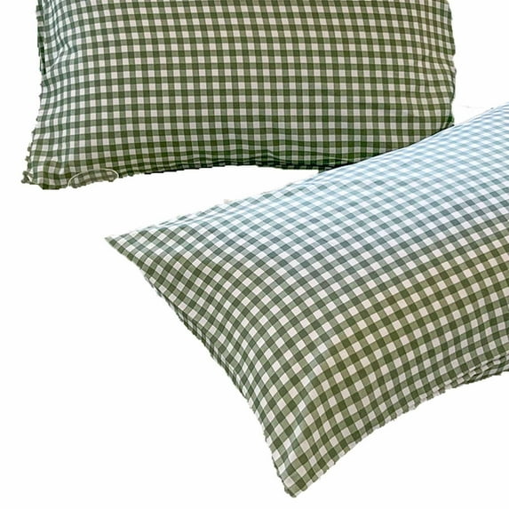 Camnix 2 Pack Plaid Pillow Shams- Checkered & Gingham Pillow Covers - Soft Microfiber - 19"x29" - Pillow Covers for Bed/Sofa - Retro Farmhouse Style