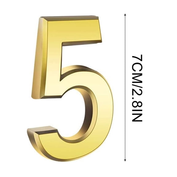 Camnix 3 Inch High House Numbers 0-9, Self-adhesive 3D Mailbox Numbers Door Address Home Number Stickers Sign for Apartment Mailbox Sign Office Hotel Room, Gold Electroplated Plastic
