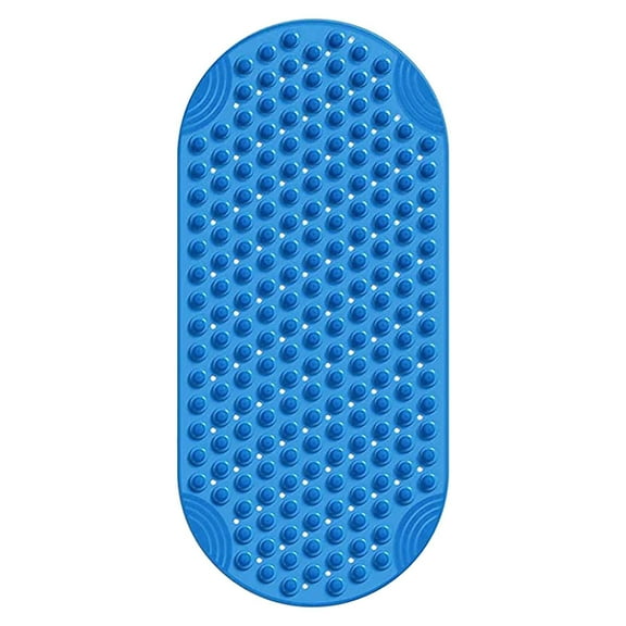 Camnix Bathtub and Shower Mats, Extra Long Non-Slip Bath Tub Mat 35 x 16 Inch, Machine Washable Bathmat with Suction Cups & Drain Holes for Bathroom Floor, Blue