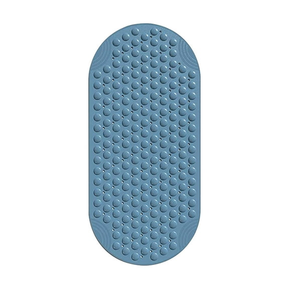 Camnix Bathtub and Shower Mats, Extra Long Non-Slip Bath Tub Mat 35 x 16 Inch, Machine Washable Bathmat with Suction Cups & Drain Holes for Bathroom Floor, Light Blue