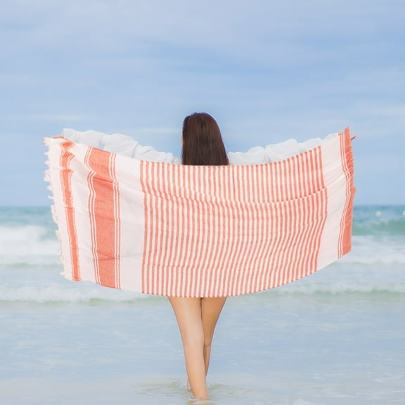 Camnix Beach Towels, Soft, Quick Dry Sand Free Absorbent Turkish Beach Towel, Flat Weave Front & Terry Loop Back, Knotted Fringe, Ideal for Bath, Travel & Pool, 35.4"x70.8"
