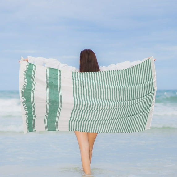 Camnix Beach Towels, Soft, Quick Dry Sand Free Absorbent Turkish Beach Towel, Flat Weave Front & Terry Loop Back, Knotted Fringe, Ideal for Bath, Travel & Pool, 35.4"x70.8"