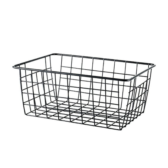Camnix Black Wire Baskets with Handles Storage Organizer Baskets, Household Refrigerator for Cabinets, Pantry, Closets, Bedrooms, kitchen - Set of 1(Black)