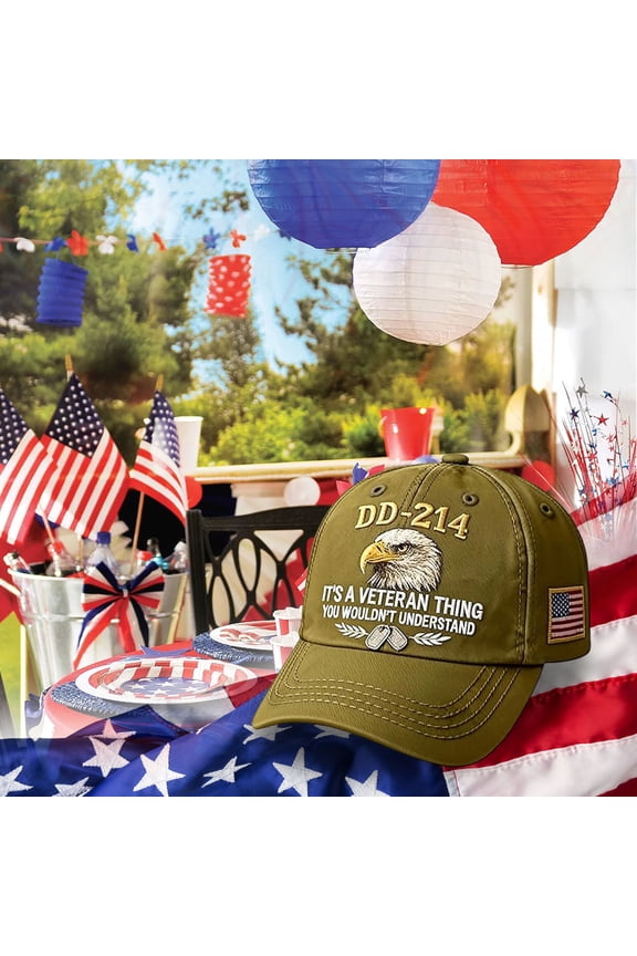DD-214 Veteran Army Baseball Cap - Adjustable Embroidered Eagle Patriotic Hat - Perfect Veterans Day Gift for Soldiers