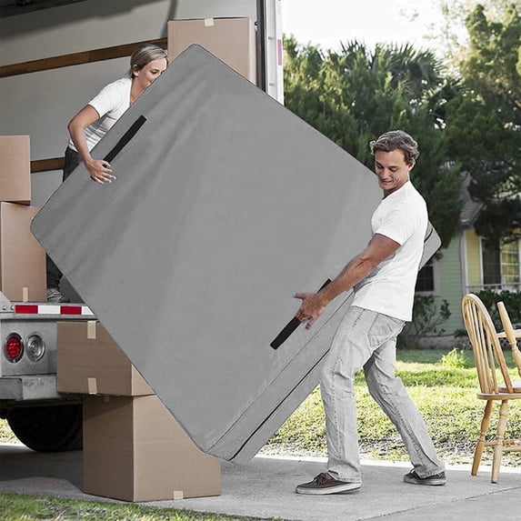 Camnix Mattress Bags for Moving with 4 Handles - Extra-Thick Mattress Bag for Moving Supplies - Reusable Mattress Cover Protector Storage with Zipper - Grey