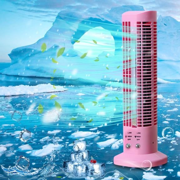 Camnix Mini Desktop Tower Fan, Bladeless Portable Quiet Table Fan with Light, USB Powered Low Noise Cooling Small Oscillating Fan for Work Bedroom Leisure Home USB Plug in