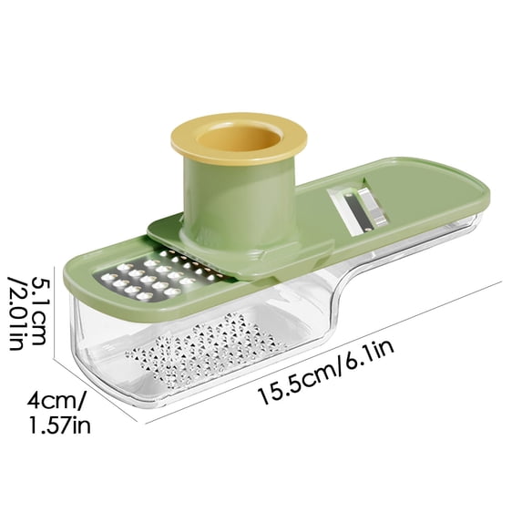 Camnix Multifunctional Mini Garlic Grinder, 3 in 1 Mini Garlic Slicer Super Thin with Hand Guard, Vegetable Garlics Ginger Grind, Slice and Shred Cutter with Container for Kitchen Tool (White)