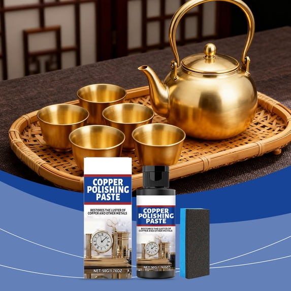 Camnix Polish Copper Cream Cleaner Kit - Instant Polishing Cream And Protective Tarnish Removal, Metal Cleaner And Brightener For Antiques, Music Instruments, Copper Kettle And Sinks