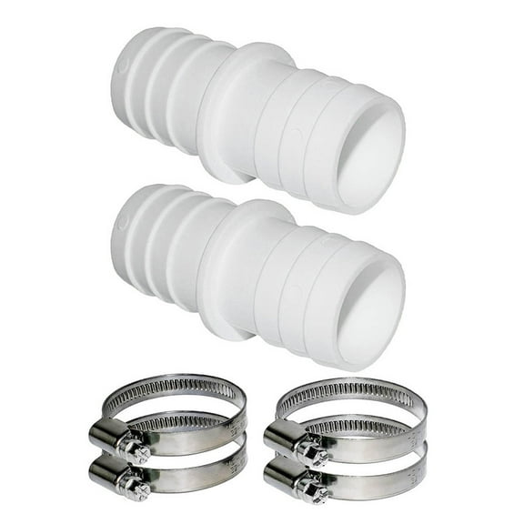 Camnix Pool Hose Adapter Pump Hose Connector 1.25 to 1.5 inch Plastic Pool Vacuum Hoses Adapter with 2Pcs Stainless Steel Clamps for Swimming Pools Vacuum Cleaners Filter Pump Hoses, 2 Pack
