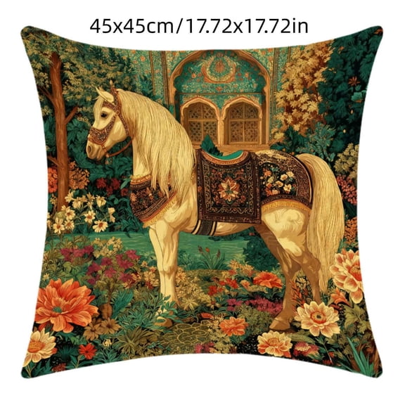 Camnix Throw Pillow Cover 18"X18" Horses,Colorful Wild Animal Horse Running Square Pillow Covers Cotton Linen Cushion Case for Home Office School for Men/Women/Boys/Girls