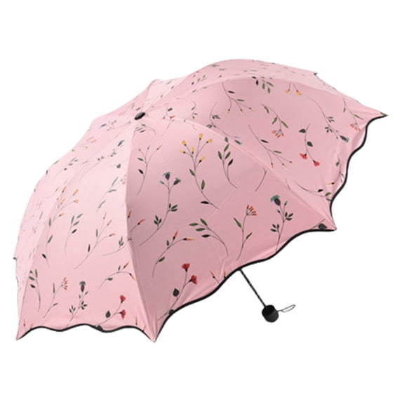 Camnix UPF 50+ UV Protection Travel Umbrella 42 Inch Lightweight Sun Rain Folding Umbrellas Open Close (Pink)