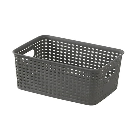 Camnix Weave Storage Organizer Baskets, Grey Plastic Woven Baskets, 10.1" x 7.55" x 4.1"