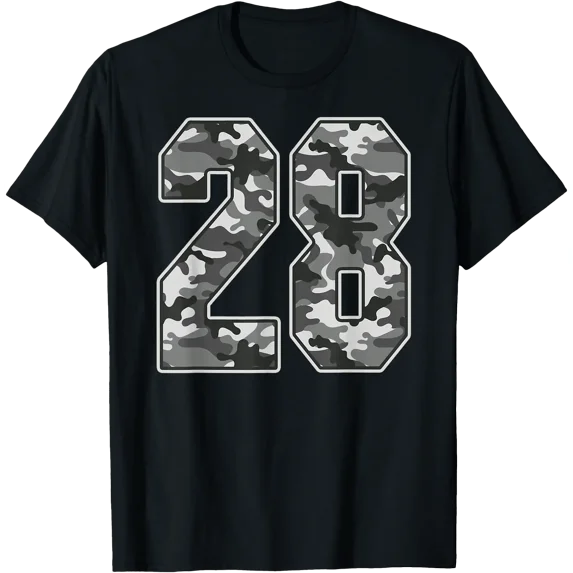 Camo #28 Number 28 Uniform Fan Favorite Player T-Shirt - Walmart.com