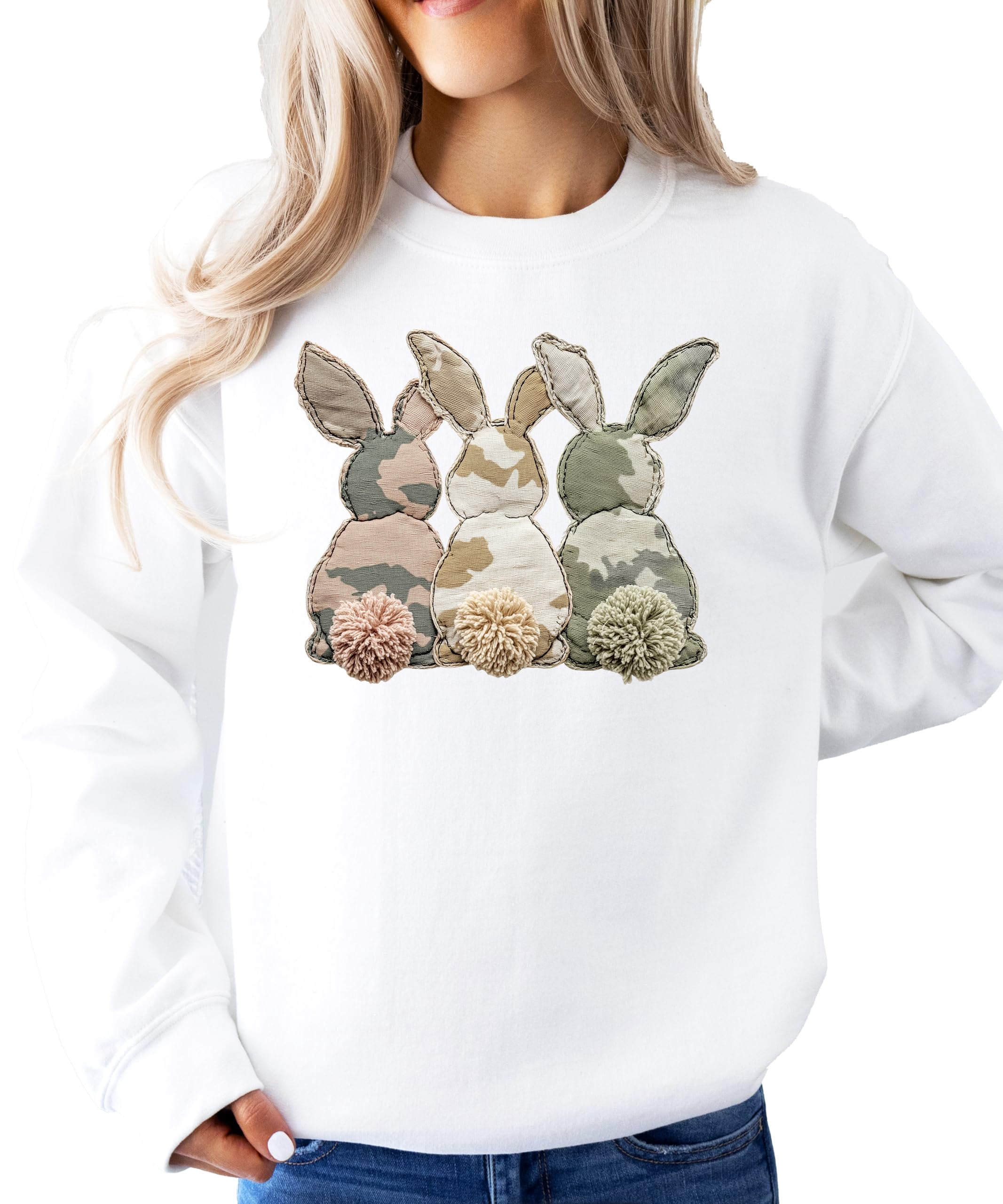 Camo 3 Easter Bunnies Sweatshirt for Women Teens & Kids Spring Family ...