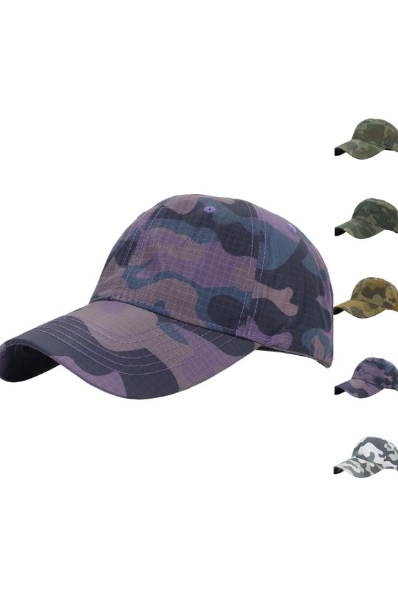 Camo Adjustable Baseball Cap Sun Protection Breathable Travel Outdoor Sports Hat for Men Women Purple One Size
