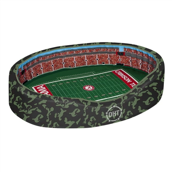 Camo Alabama Crimson Tide 38'' x 25'' x 8'' Operation Hat Trick Large Stadium Oval Pet Bed