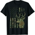 thumbnail image 1 of Camo American Flag Buck Hunting Gift for Elk Deer Hunter Men T-Shirt Black X-Large, 1 of 4