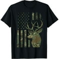 thumbnail image 1 of Camo American Flag Buck Hunting Gift for Elk Deer Hunter Men T-Shirt, 1 of 5