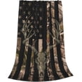 thumbnail image 1 of Camo American Flag Deer Fleece Throw Blanket Camouflage Soft Flannel Plush Lightweight Warm Cozy Blanket for Bed Couch Sofa Travel 60"X50", 1 of 8