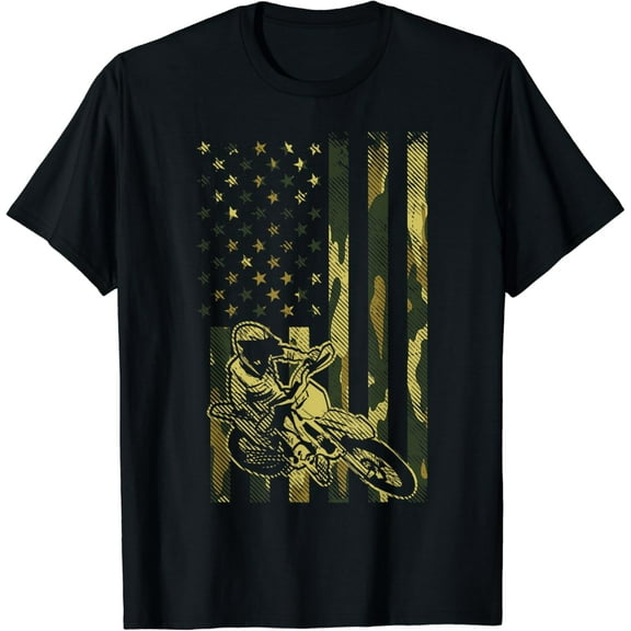 Camo American Flag Dirt Bike Vintage Motocross Racing Gift T-Shirt mens t shirt，black，women，funny，misfits，men，journey