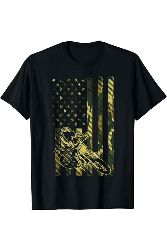 Camo American Flag Dirt Bike Vintage Motocross Racing Gift T-Shirt mens t shirt,black,women,funny,misfits,men,journey