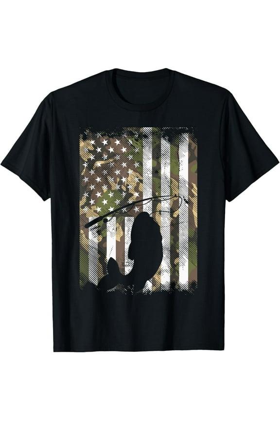 Camo American Flag Fish Fishing Patriotic Fisherman Gift T-Shirt Tops Tee