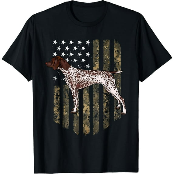 Camo American Flag German Shorthaired Pointer 4th Of July T-Shirt
