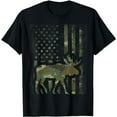 thumbnail image 1 of Camo American Flag Moose Hunting Gift for Hunter Moose Lover T-Shirt, 1 of 5