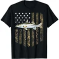 thumbnail image 1 of Camo American Flag Snook Fishing 4th Of July T-Shirt, 1 of 6