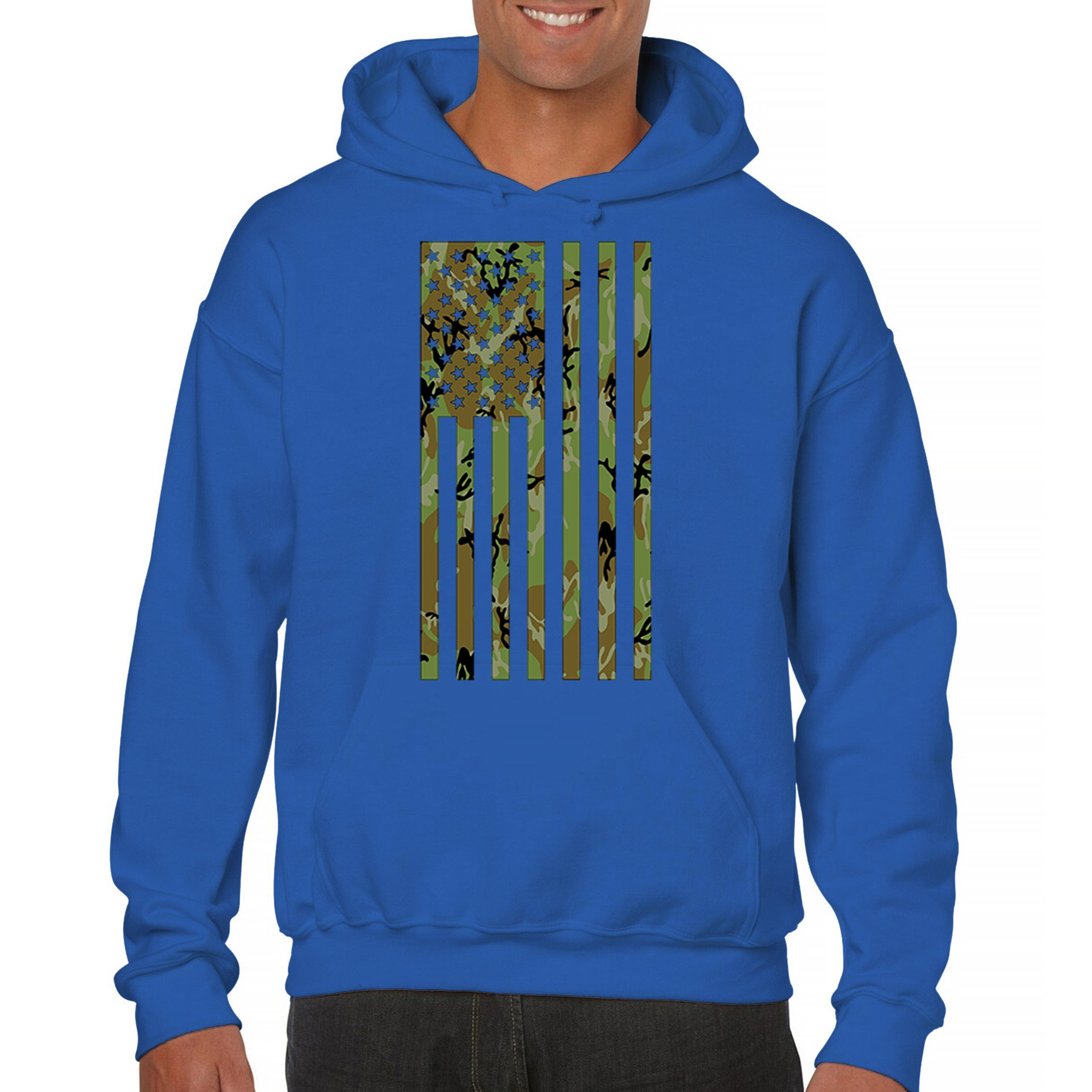 Camo American Flag Sweatshirt USA Military Proud Army Veteran RED