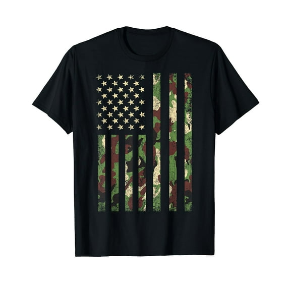 Camo American Flag USA Camouflage Men Boys T-Shirt