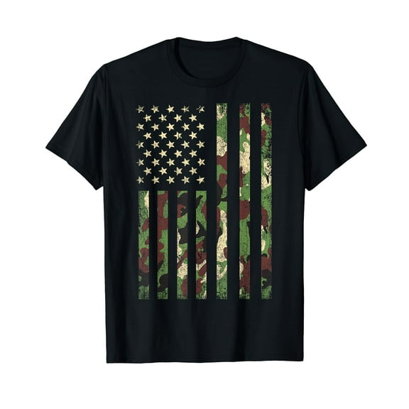 Camo American Flag USA Camouflage Men Boys T-Shirt