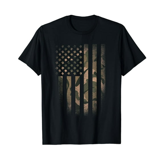 Camo American Flag Usa Military Tactical Camouflage Desert T-Shirt