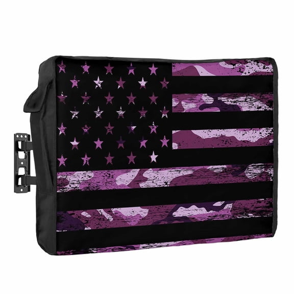 Camo American Flag Waterproof Outdoor TV Cover, Independence Day Outside Weatherproof TV Enclosures for 36 to 39 Inch LCD Television Shield Flat Screen Protectors