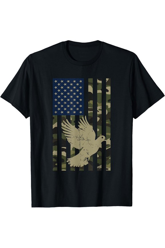 Camo American USA Flag Camouflage Dove Hunting Hunter T-Shirt