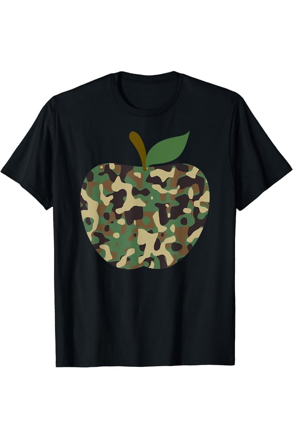 Camo Apple First Day Of School T-Shirt for Teaching Team Enthusiasts