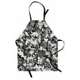 thumbnail image 1 of Camo Apron Camouflage Concept Concealment Artifice Hiding Force Uniform Pattern Fashion, Unisex Kitchen Bib Apron with Adjustable Neck for Cooking Baking Gardening, Black Grey Silver, by Ambesonne, 1 of 3