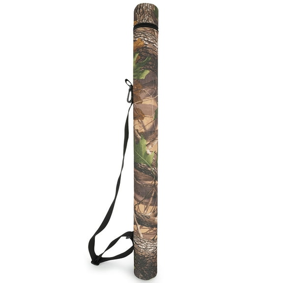 Camo Archery Arrow Quiver PVC Tube & 600D Oxford Fabric Hunting Arrow Holder for 4 Feathers, Fiberglass Arrows & Blazer Vanes 86cm Adjustable Shoulder Archery Gear Bag